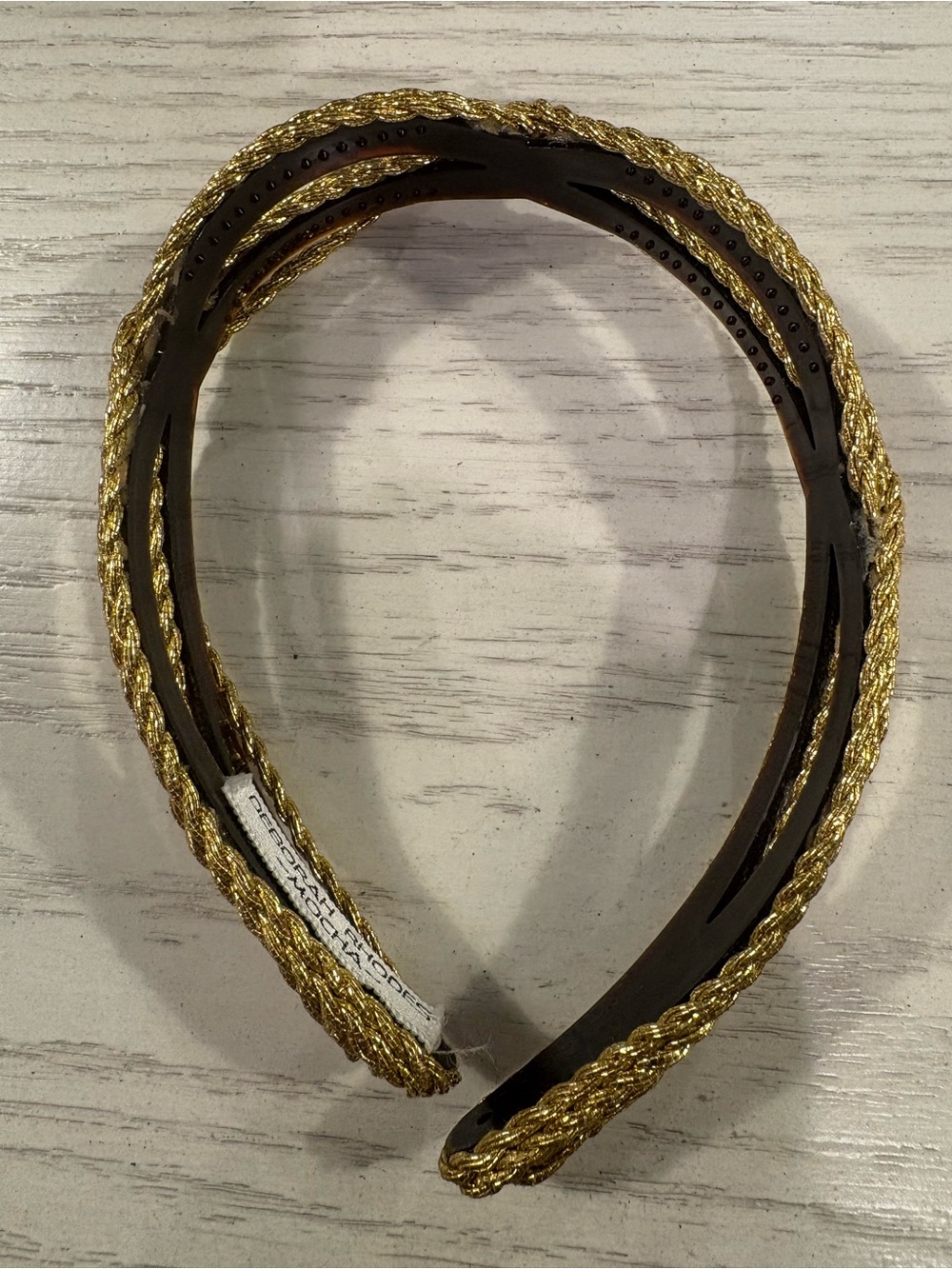 Deborah Rhodes Gold Braided Headband with Mocha Trim